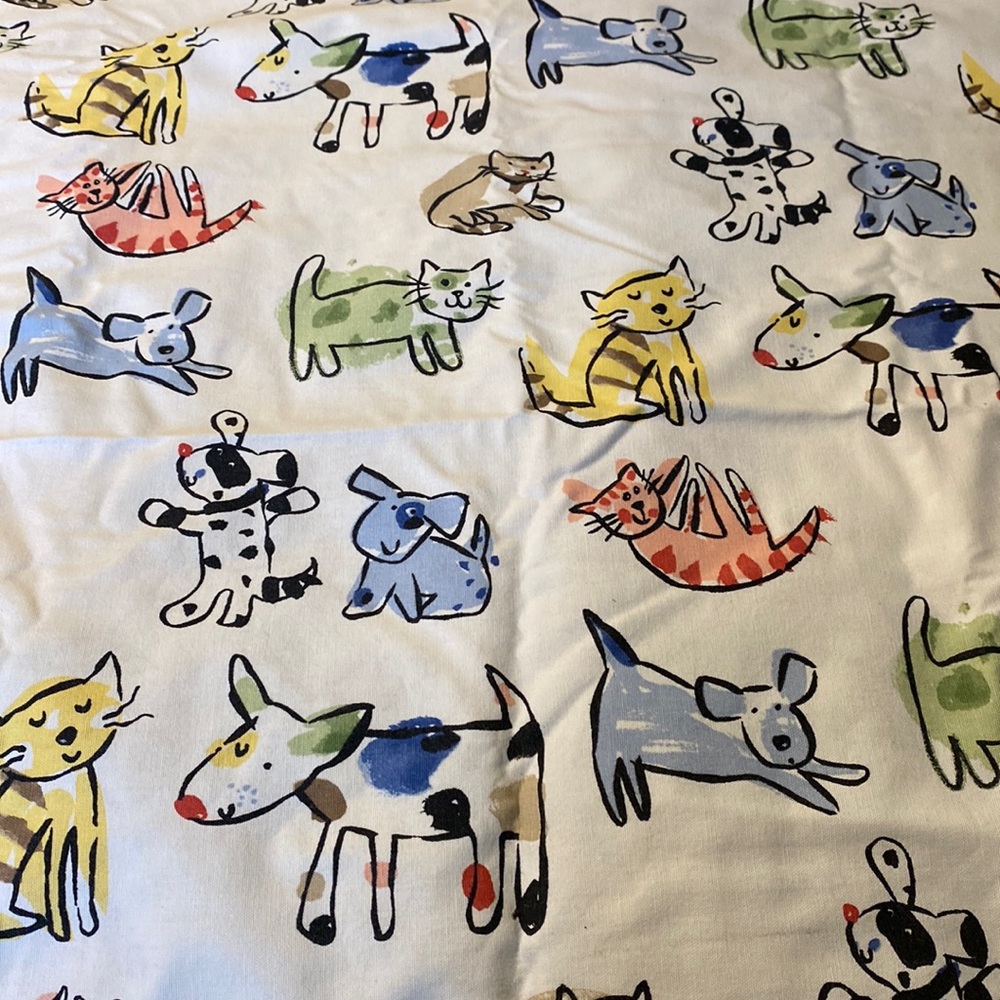 Really cute cats and dogs 100% cotton made in U.S.A. shower curtain. Std size